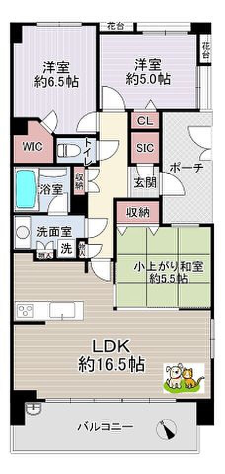 ランドシティ調布多摩川セレーノ(3LDK) 3階の間取り図