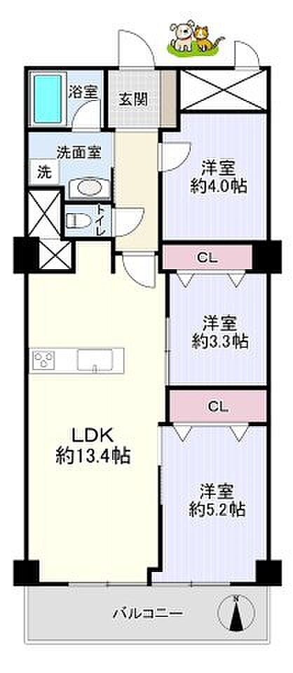 プレジデント武蔵野(2SLDK) 2階の間取り図