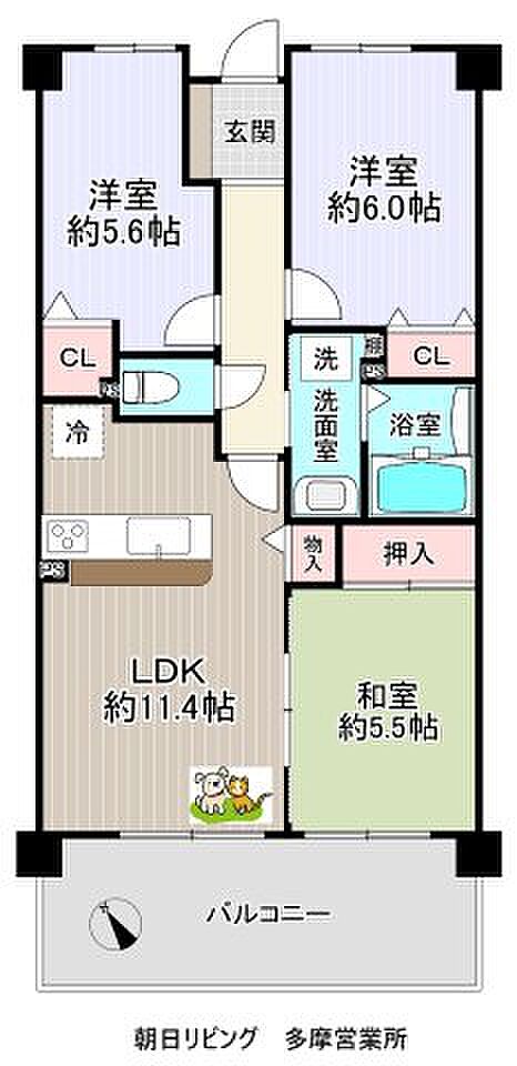 サンクレイドル町田(3LDK) 3階の間取り図