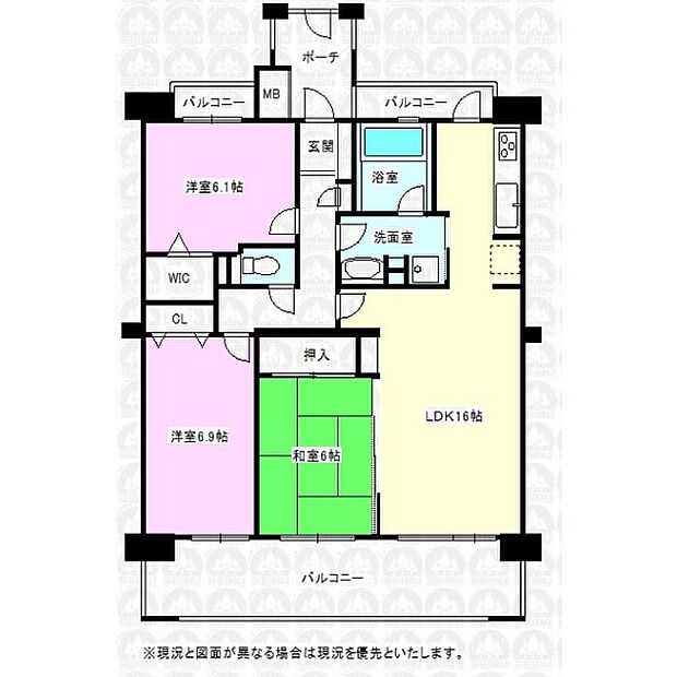 レクセルガーデン東所沢(3LDK) 6階の間取り図