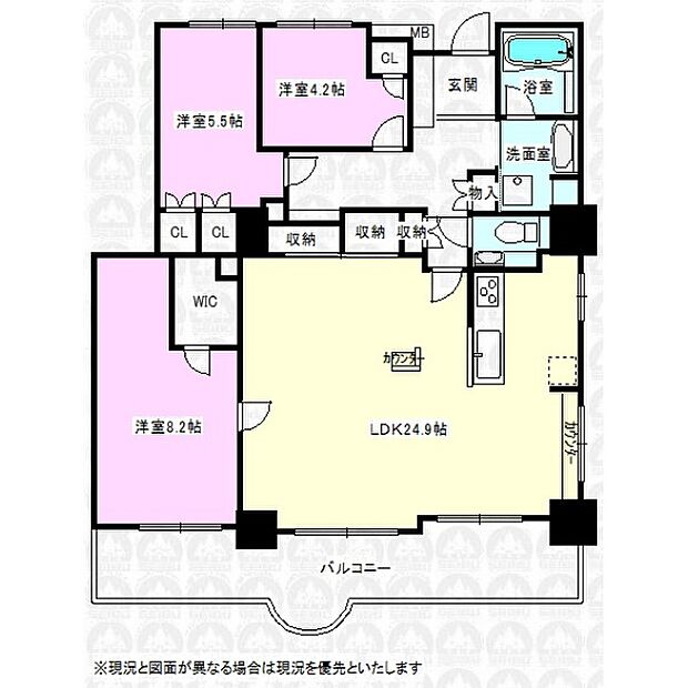 所沢スカイライズタワー(3LDK) 8階の間取り図