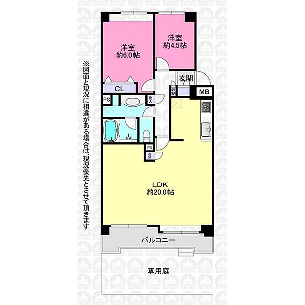 東建ニューハイツ入間(2LDK) 1階の間取り図