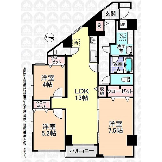 ヴェラハイツ石神井台(3LDK) 3階の間取り図