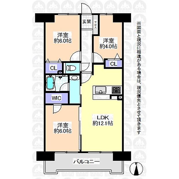 朝日マンション武蔵小金井(3LDK) 3階の間取り図