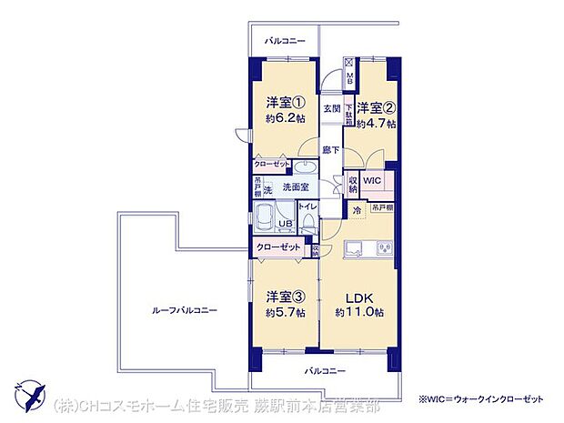 川口弥平パーク・ホームズ(3LDK) 6階の間取り図
