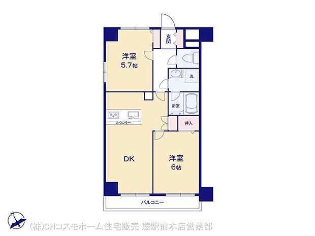 ライオンズマンション川口飯原町(2LDK) 5階の間取り図