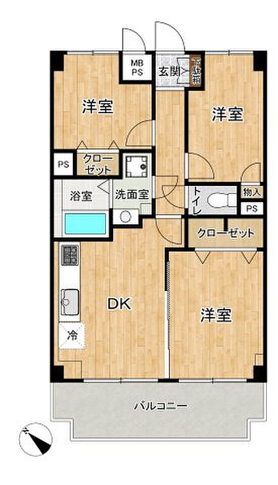 ライオンズマンション新座(3DK) 2階/213の間取り図
