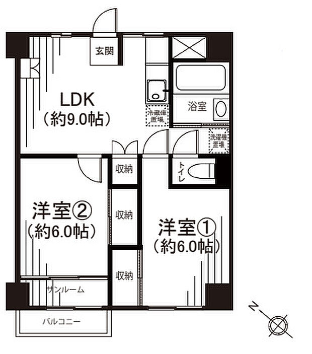 横浜・山下町分譲共同ビル(2LDK) 7階の間取り図