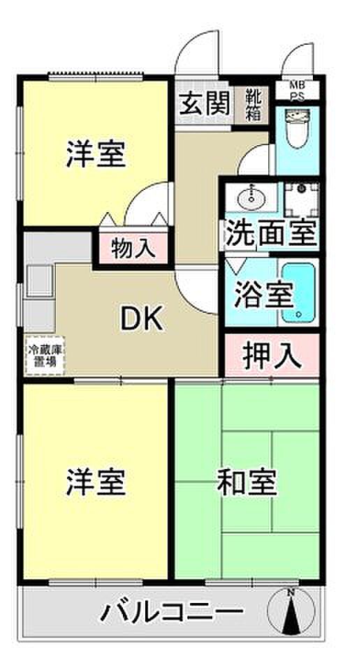 セザール平塚(3DK) 4階の内観