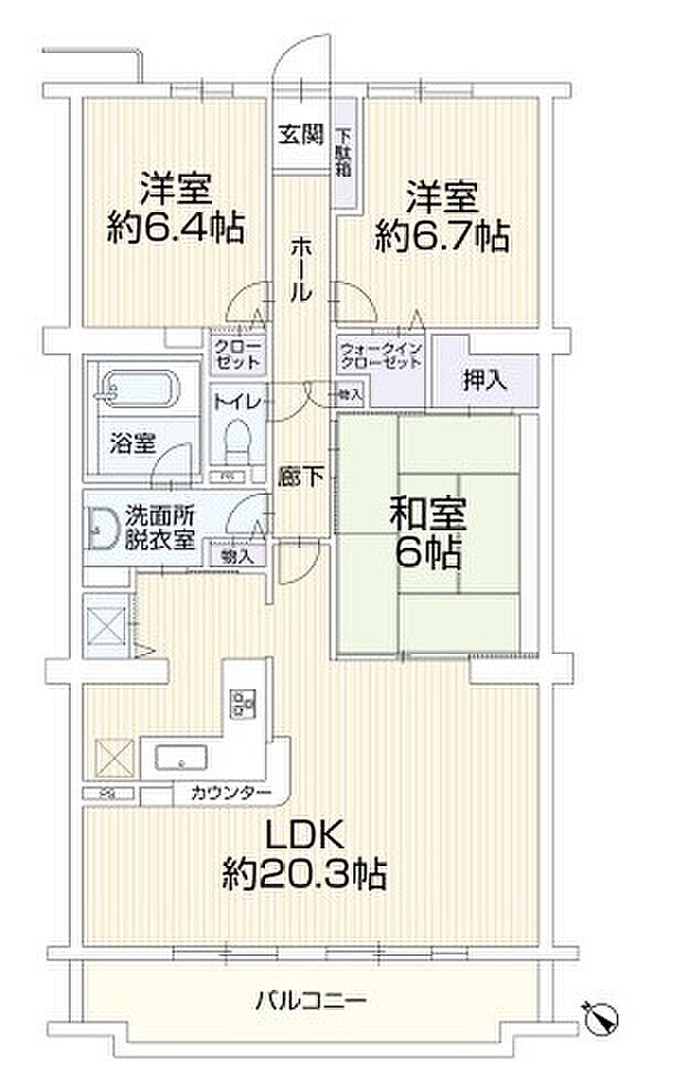 コスモ茅ヶ崎プレシオ(3LDK) 7階/706の間取り図