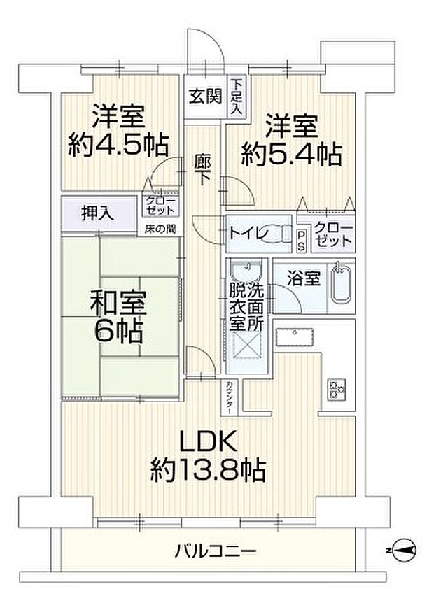 ダイアパレス藤沢湘南台II(3LDK) 7階の間取り図