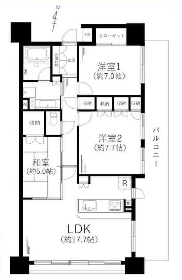 オーセンティアタワー平塚(3LDK) 2階/201の間取り図