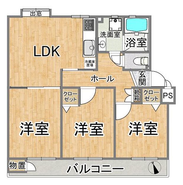 湘南西部住宅(3LDK) 5階の間取り図
