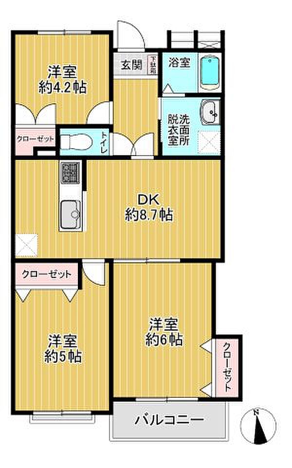 アビタシオン南生田(3DK) 1階の間取り図