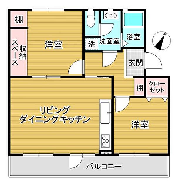 小室ハイランドB街区(2LDK) 3階の間取り図
