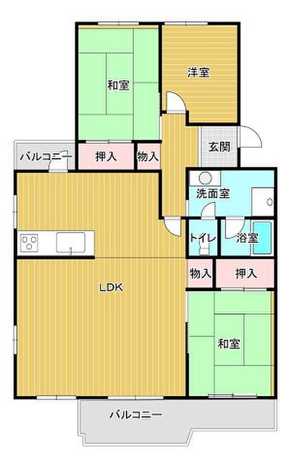 南山第一住宅(3LDK) 2階の間取り図