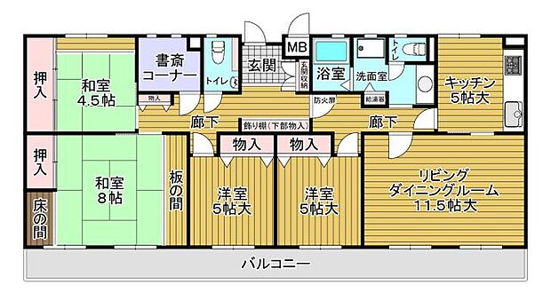 4ＬＤＫ＋書斎コーナー付！トイレ2ヵ所