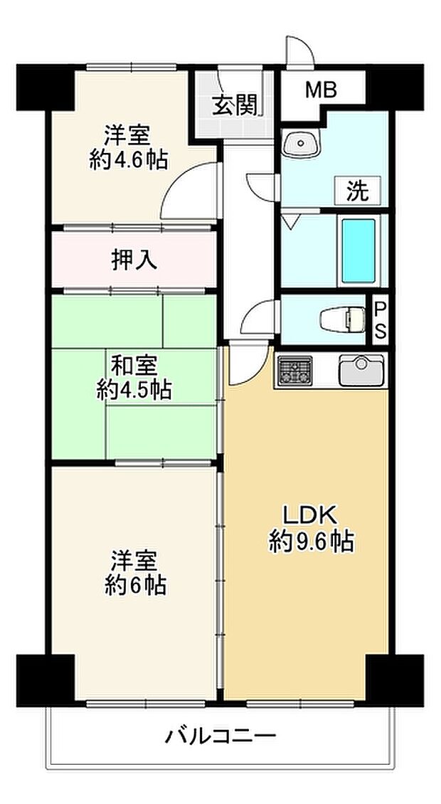日商岩井泉尾マンション(3LDK) 8階の間取り図