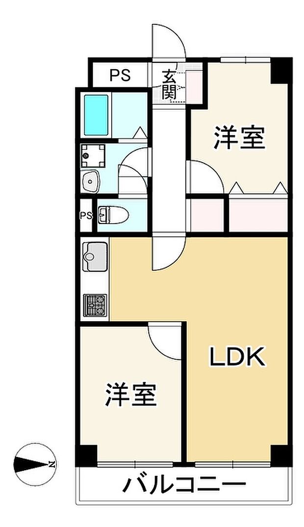 野田パークマンション(2LDK) 5階の内観