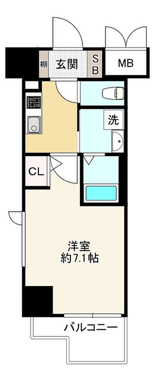 スプランディッド大阪ＷＥＳＴ(1K) 7階の間取り図