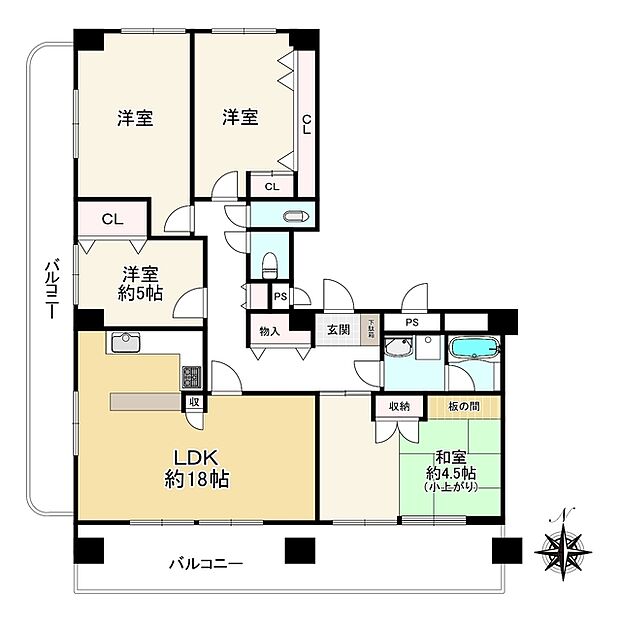 グランドメゾン北堀江(4LDK) 9階の間取り図