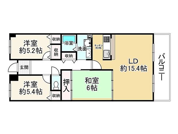 クリーンピア東今宿(3LDK) 3階の間取り図