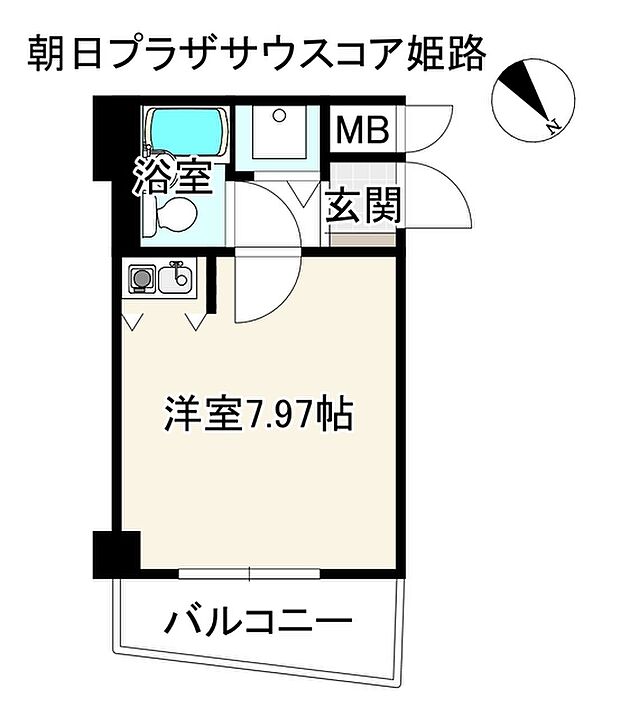 朝日プラザサウスコア姫路(1R) 6階の間取り図