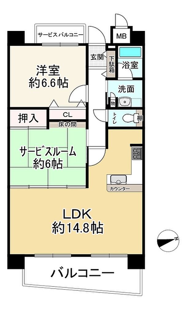 ソレイユ梅田西(2LDK) 7階の間取り図
