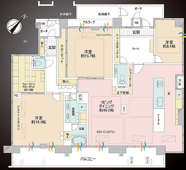 ローレルタワー梅田ウエスト(3LDK) 25階の間取り図