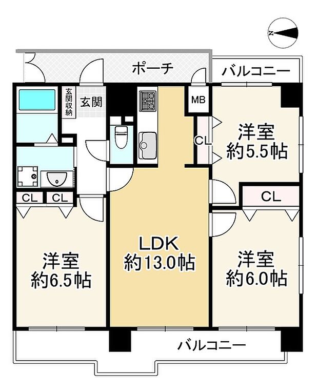 パルシオ福島(3LDK) 8階の内観