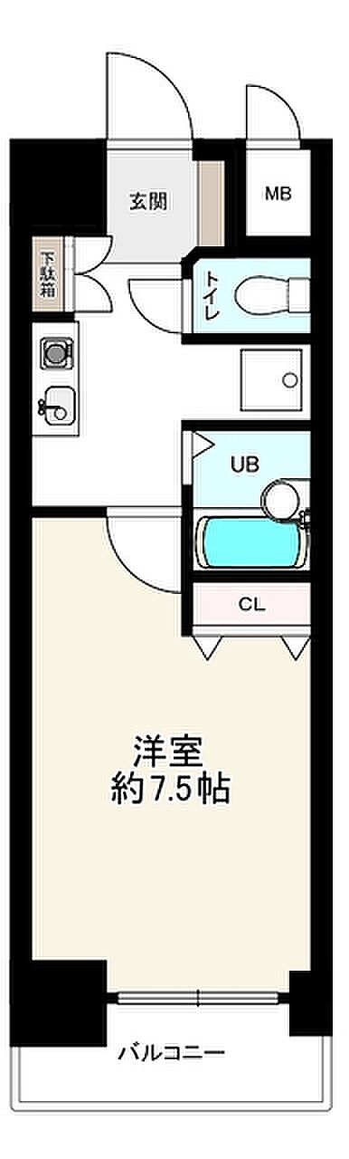 ジュネーゼ本町西(1K) 11階の間取り図