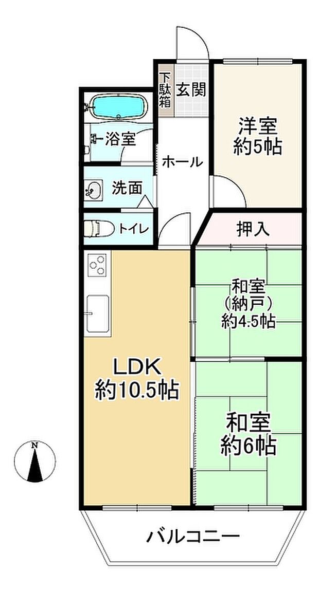 グリーンハイツ十三(2SLDK) 5階の間取り図