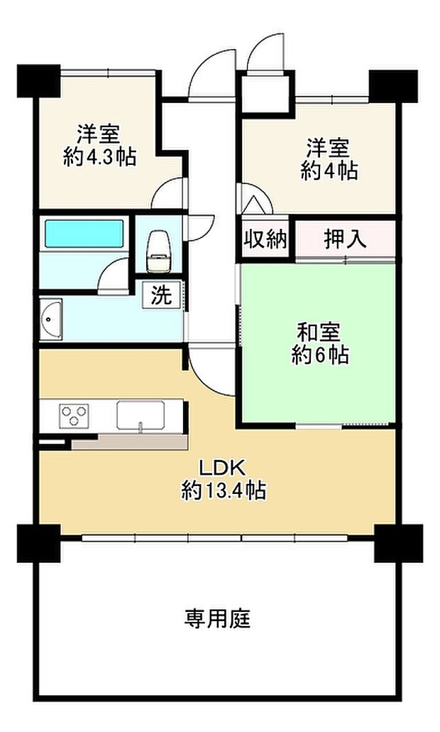 キングマンション姫島II(3LDK) 1階の間取り図