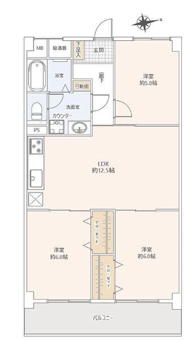 ユニライフ福島Ｃ棟(3LDK) 4階の間取り図