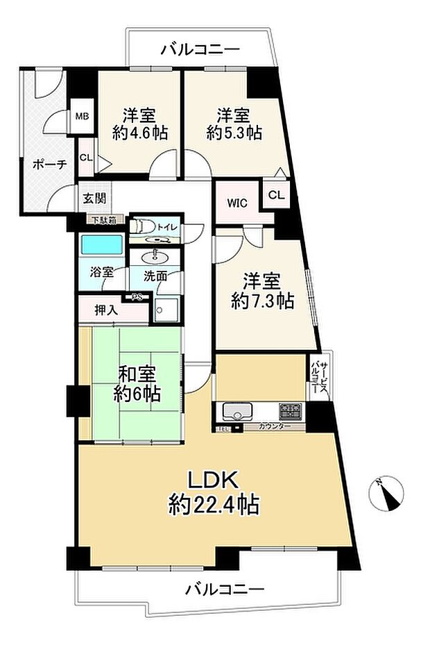 ベイシティ大阪センタープラザ(4LDK) 2階の間取り図
