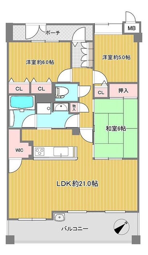 ロイヤルアーク上新庄(3LDK) 2階の間取り図