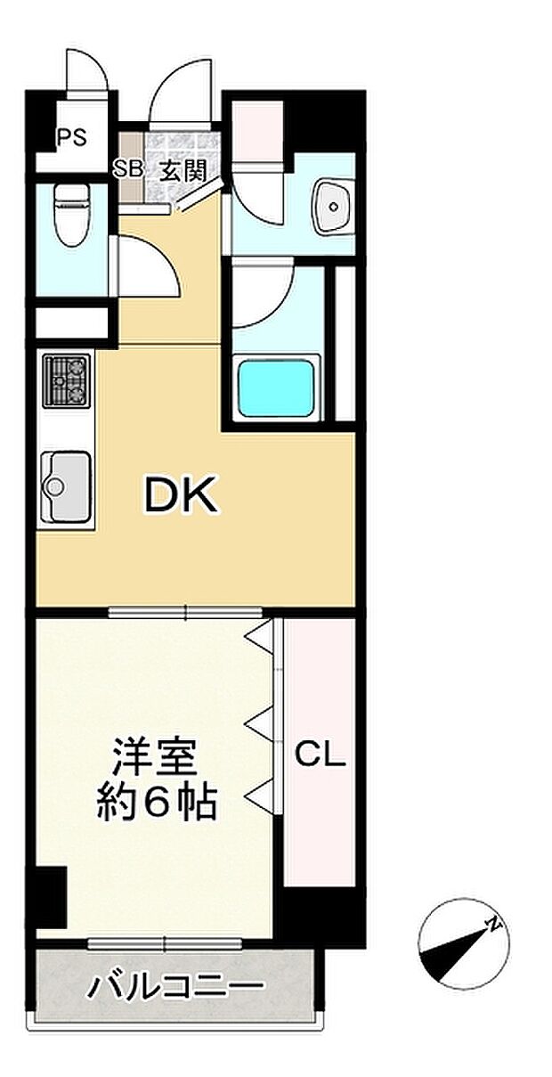 花川アーバンライフ(1DK) 4階の間取り図