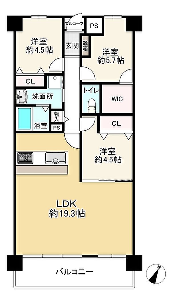 ファミール北大阪リバーサイド(3LDK) 6階の間取り図