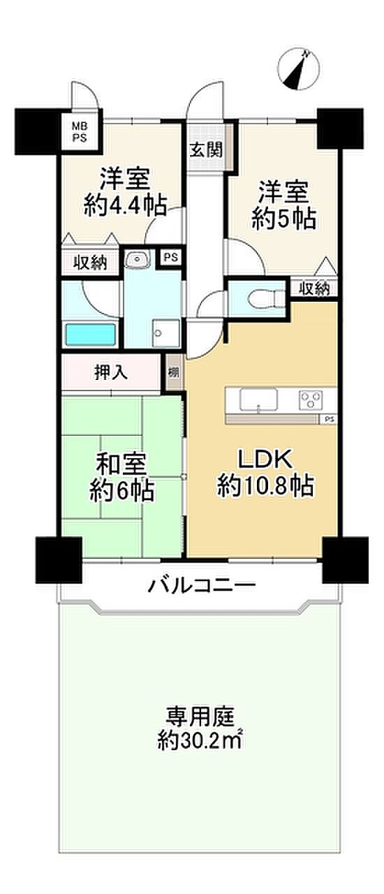 ライオンズマンション淀リバーサイド(3LDK) 1階の間取り図