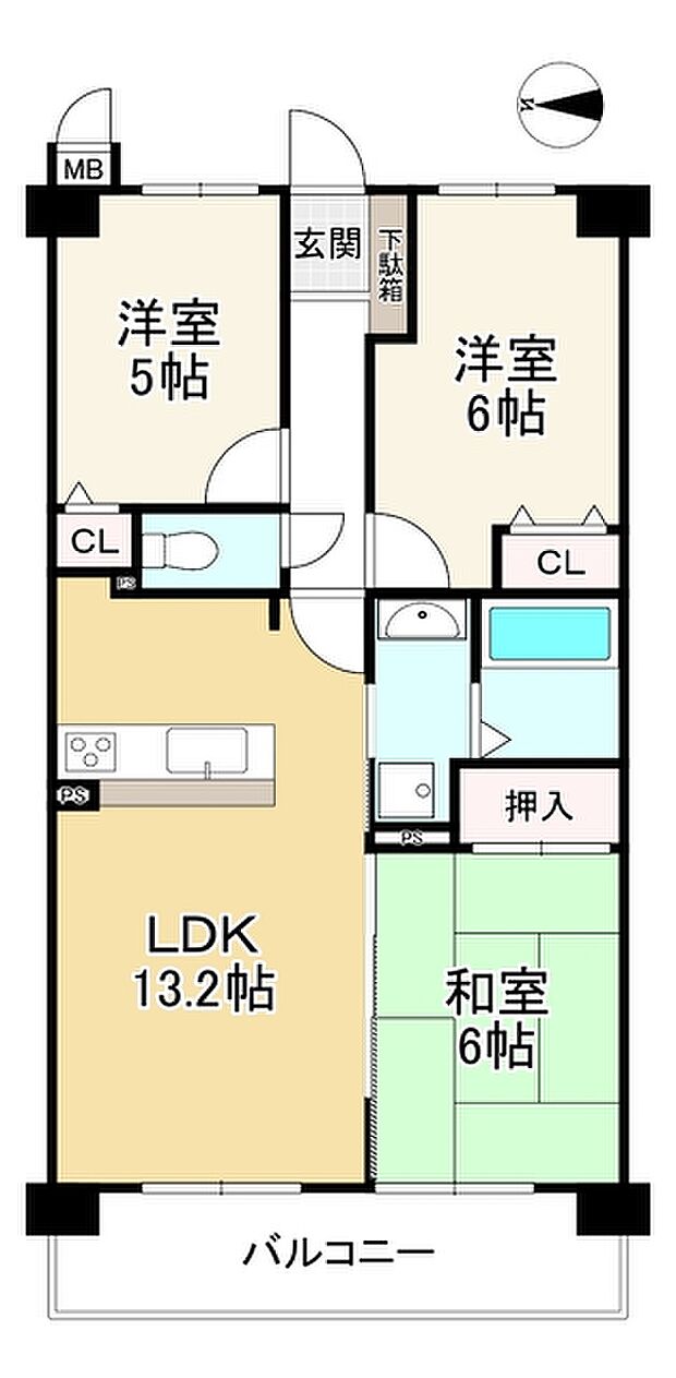 ライオンズマンション伏見(3LDK) 7階の間取り図