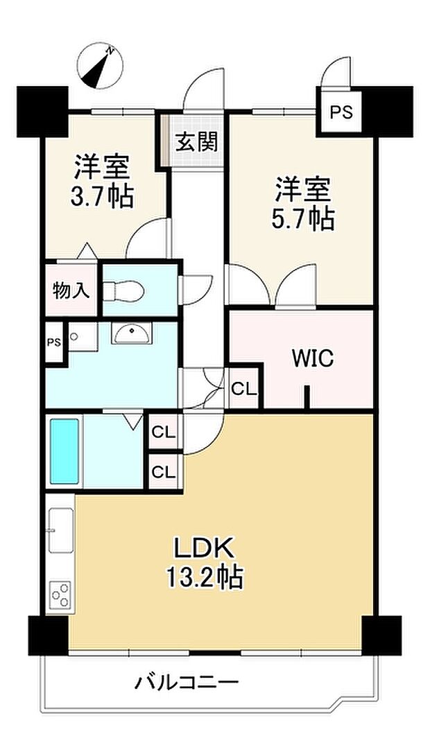 ライオンズマンション淀リバーサイド(2LDK) 6階の間取り図