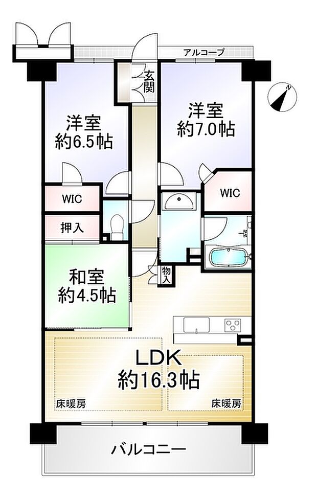 プレージア京都山科東野(3LDK) 7階の間取り図
