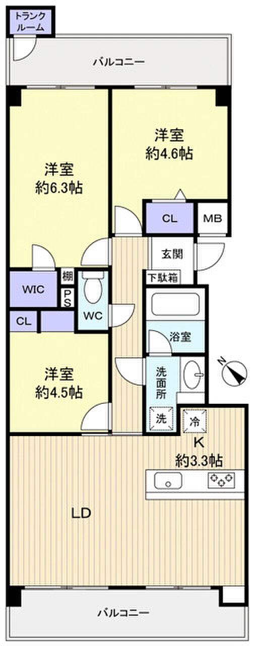 ゆりのき台アーバンライフ(3LDK) 2階の間取り図