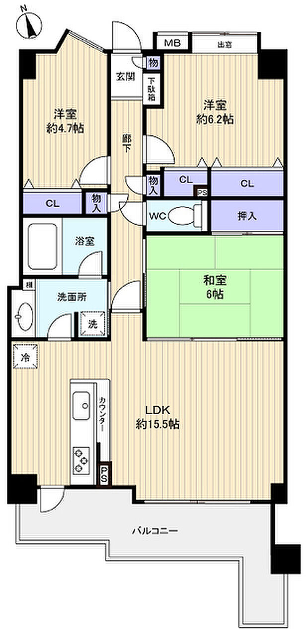 セレナハイム八千代中央(3LDK) 4階の間取り図