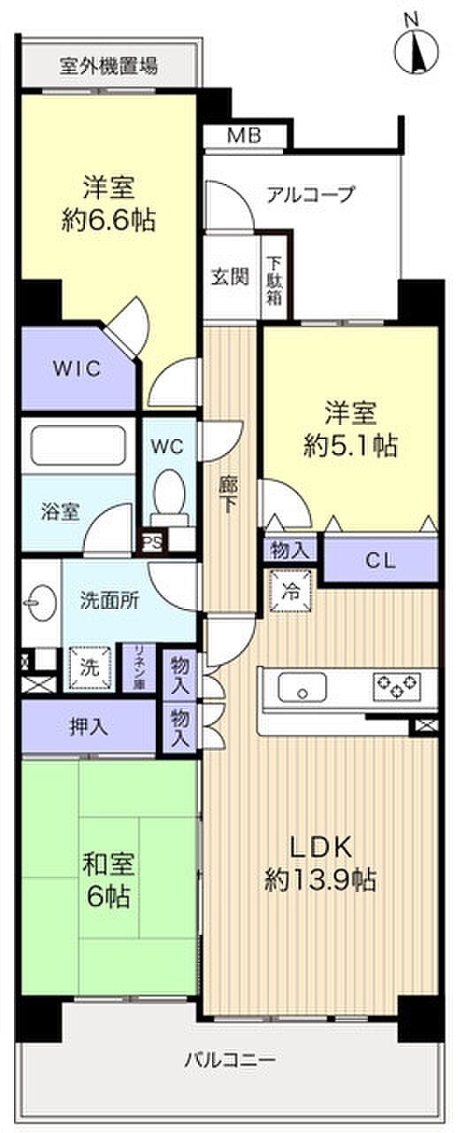 レクセルプラザ村上(3LDK) 4階の間取り図