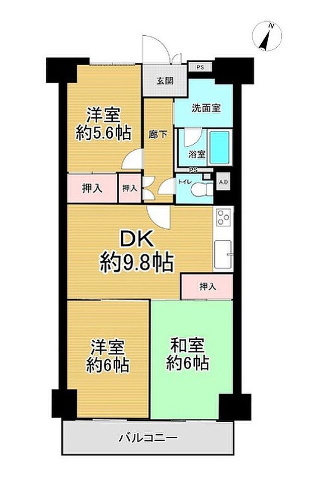 ドルミ京橋(3DK) 5階の間取り図