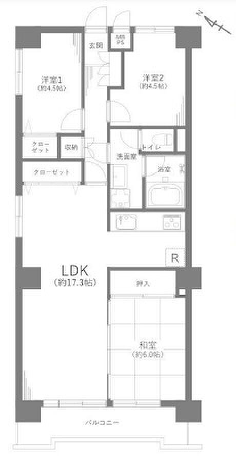 金沢八景グリーンハイツA棟(3LDK) 5階の間取り図