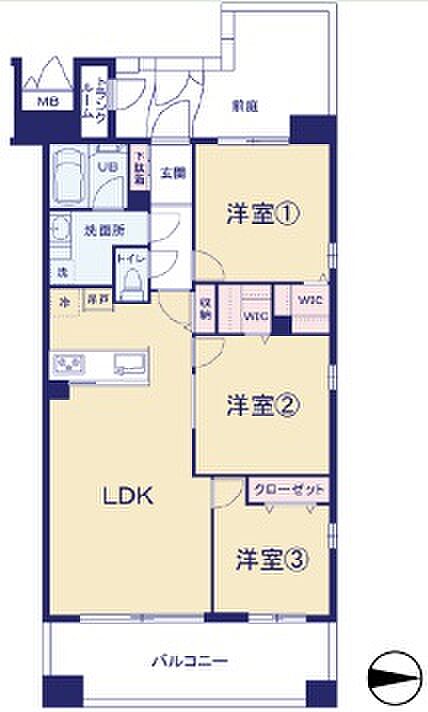 レイディアントシティ横濱カルティエ4(3LDK) 7階の間取り図