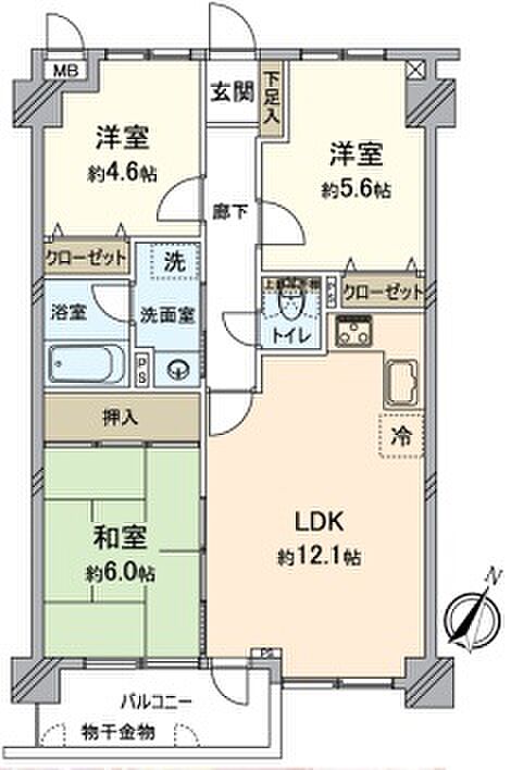 ニューウェルテラス金沢八景D棟(3LDK) 4階の間取り図