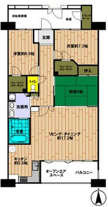 レイディアントシティ横濱カルティエ4(3LDK) 4階の間取り図